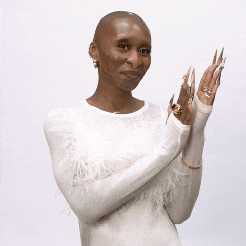 Cynthia Erivo from Wicked applauding you